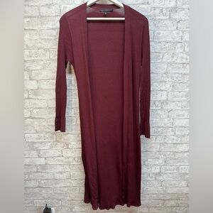 White House Black Market Burgundy Ribbed Maxi‎ Cardigan Women’s large